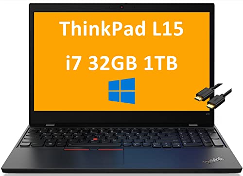 2022 Lenovo ThinkPad L15 15.6" FHD Touchscreen (Intel Quad-Core i7-1165G7, 32GB DDR4 RAM,1TB SSD) IPS Business Laptop, Backlit Keyboard, Wi-Fi 6, Type-C, Windows 10 Pro + IST HDMI Cable