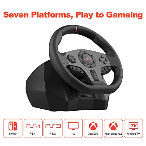 PXN V900 Gaming Steering Wheel - 270/900° PC Racing Wheels with Linear Pedals & Left and Right Dual Vibration for Xbox Series X|S,PS3,PS4,Xbox One,PC,Nintendo Switch,Android TV