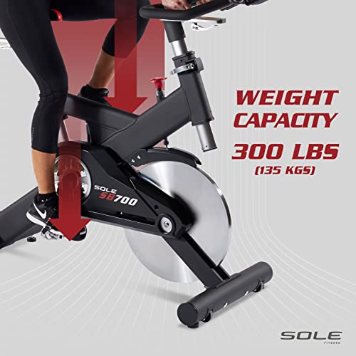 SOLE Fitness SB700 Light Upright Indoor Stationary Bike, Home and Gym Exercise Equipment, Smooth and Quiet, Versatile for Any Workout, Bluetooth and USB Compatible