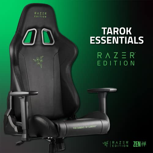 Tarok Essentials - Razer Edition Gaming Chair by Zen - Razer Chair Gaming - Video Game Chairs - Lime Green Gaming Chair - PC Gaming Chair Black Office Desk Chair Adult Leather XL Lumbar Support Gamer