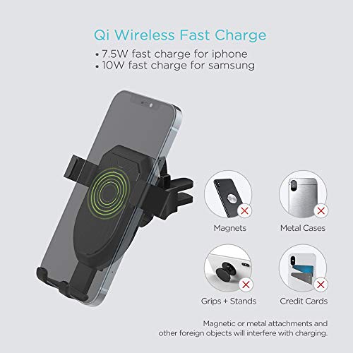 Keymox Wireless Charger, 10W Car Mount with Air Vent Phone Holder, 7.5W for iPhone 11, 11 Pro, 11 Pro Max, XS Max, XS, XR, X, 10W for Galaxy S10 S9 S8, Note 10 Note 9(Include Car Charger) (B08LL545PW)