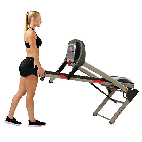 Sunny Health & Fitness Portable Treadmill with Auto Incline, LCD, Smart APP and Shock Absorber - SF-T7705