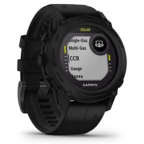 Garmin Descent G1 Solar (Black) Dive Computer Watch - Rugged Smartwatch with Compass, Depth Sensor, Surface & Exit Points - Bundle with QuickFit 22mm Bungee Mount & PlayBetter Portable Charger