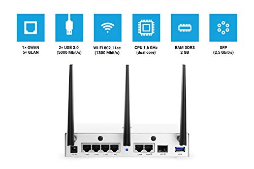 Turris Omnia | 2 GB RAM, hi-Performance & Open Source Router | WiFi/NAS/printserver/Virtual Server, CPU 1.6 GHz Dual-core, 5× GLAN, 2× USB 3.0