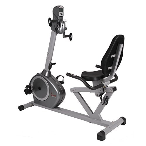 Sunny Health & Fitness Recumbent Bike SF-RB4631 with Arm Exerciser, 350lb,Gray