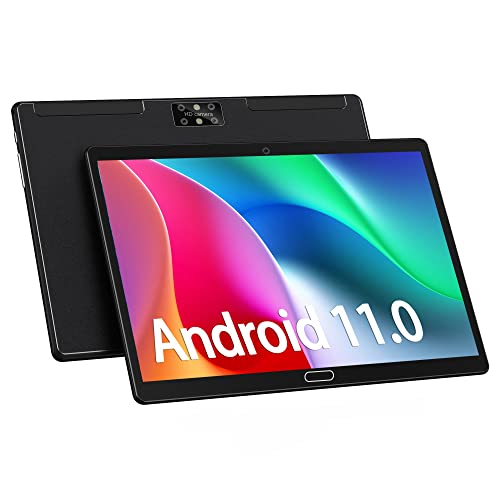 Tablet 10.1 Inch Android 11 Tablets with 4G RAM, 64GB Storage, 4G LTE Phone, Octa-Core Chip, 13MP Camera, Bluetooth, WiFi, GPS, Dual Sim Card Slot,128GB Expand Support HD Touchscreen 1080P, (Black)