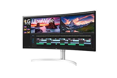 LG 38BN95C-W 38 Inch UltraWide QHD+ IPS Curved Monitor with Thunderbolt™ 3 Connectivity, White/Silver