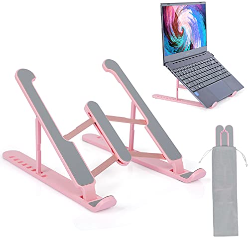 Laptop Stand for Desk, Adjustable Ergonomic Laptop Riser, 8 Angles Anti-Slip Laptop Holder Compatible with MacBook, Hp, Dell, Lenovo All Laptops 10-15.6” (Pink)