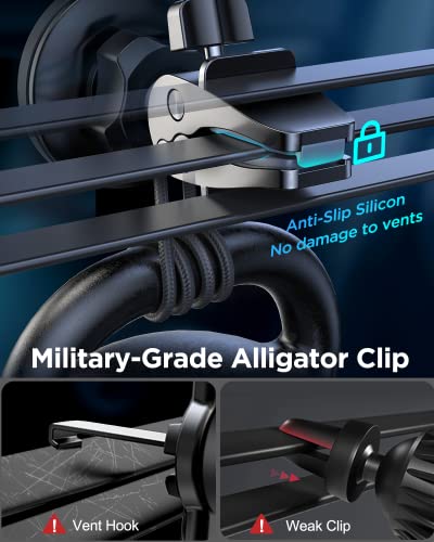 Magnetic Phone Holder for Car, [Bionic Alligator Clip] Anwas Universal Strong Car Vent Phone Mount, [6 Strong N52 Magnets] Cell Phone Holder Compatible with iPhone Samsung LG Google Pixel, etc