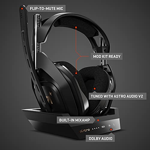 ASTRO Gaming A50 Wireless Headset + Base Station Gen 4 - Compatible with Xbox Series X|S, Xbox One, PC, Mac - Black/Gold