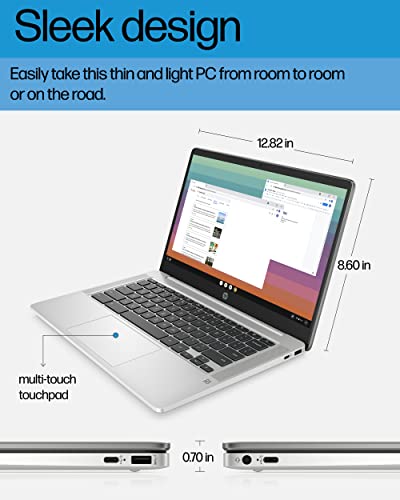 HP Chromebook 14" Laptop, Intel Celeron N4120 Processor, Intel UHD Graphics 600, 4 GB RAM, 64 GB SSD, Chrome OS (14a-na0230nr, Mineral Silver)