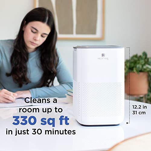 Medify MA-40-UV Air Purifier, White, 2-Pack & MA-15 Air Purifier with H13 HEPA filter - a higher grade of HEPA | '3-in-1' Filters | 99.9% removal in a Modern Design - White 1Pack…