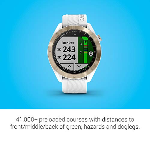 Garmin Approach S40, Stylish GPS Golf Smartwatch, Lightweight With Touchscreen Display, White/Light Gold