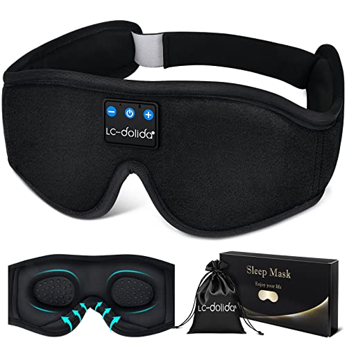 Sleep Headphones, LC-dolida Bluetooth Sleep Mask 3D Wireless Music Sleeping Eye Mask Sleeping Headphones for Side Sleepers Sleep Mask with Bluetooth Headphones Thin Stereo Speakers Gifts for Men Women