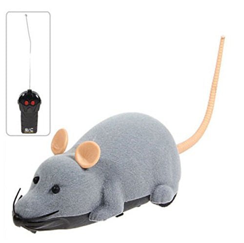 Fusicase Remote Control Mouse Cat Toy, Funny Electronic Rat Flocking Mouse Wireless Toys for Cat Dog Kitten Pet Interactive Cat Toys Gray
