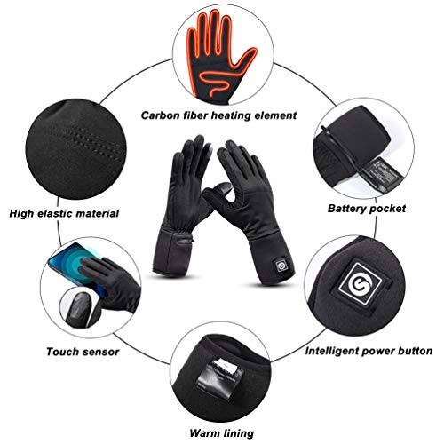 Heated Glove Liners for Men Women, Rechargeable Battery Electric Heated Gloves, Winter Warm Glove Liners for Arthritis Raynaud, Thin Gloves Riding Ski Snowboarding Hiking Cycling Hand Warmers