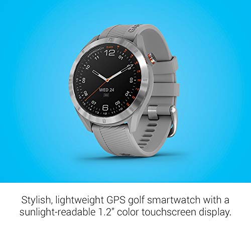 Garmin Approach S40, Stylish GPS Golf Smartwatch, Lightweight with Touchscreen Display, Gray/Stainless Steel with Watch Charging Base, 6Ave Travel & Cleaning Kit