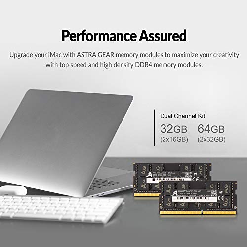 Astra Gear 64GB(32GBx2) DDR4 2666MHz SO-DIMM Upgrade for 2020 & 2019 Apple iMac 27" w/Retina 5K Display iMac SO-DIMM Memory Module Ram Upgrade CL19 1.2V (AHA19ASDRAG8T-BG26SD)