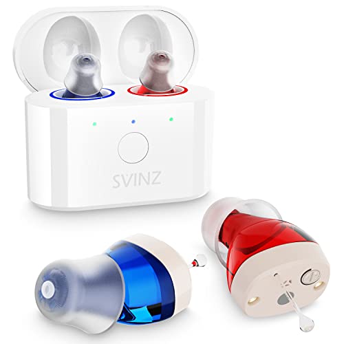 SVINZ Nano Hearing Aids for Seniors, Rechargeable Hearing Amplifier with Charger Case, Long Duration and Portable ( Pair)