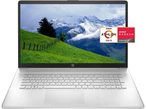 2022 Newest HP 17.3 HD+ Laptop for Strudents and Business, AMD Athlon Gold 3150U(Up to 3.3GHz), 8GB RAM, 1TB HDD +256GB NVMe SSD, Webcam, WiFi 5, HDMI, Type-A&C, Win 10 Home, Ghost Manta Accessories