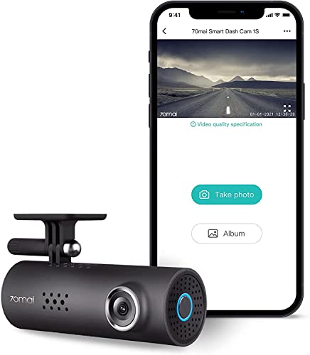 70mai Smart Dash Cam 1S, 1080P Full HD, Smart Dash Camera for Cars, Sony IMX307, Built-in G-Sensor, WDR, Powerful Night Vision