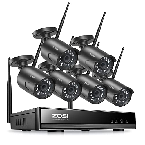 ZOSI 2K 3MP Home Wireless Security Camera System, H.265+ 8 Channel CCTV NVR Recorder and 6 x 3MP WiFi IP Camera Outdoor Indoor, Night Vision, Motion Alert, Remote Access (No Hard Drive)