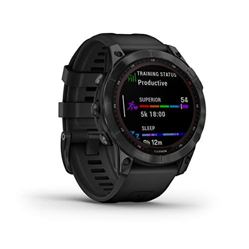 Garmin Fenix 7 Sapphire Solar GPS Smartwatch Power Bundle with Kratos Power Mini 10,000mAh Portable Power Bank and Kratos Power 36W 2-Port PD Mini Car Charger (3 Items)