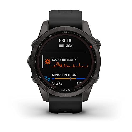 Garmin Fenix 7S Sapphire Solar SmartWatch (Carbon Gray DLC with Black Band) with 12-Ounce Double Wall Stainless Steel Tumbler Bundle (2 Items)