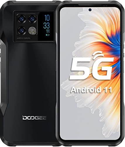 5G Rugged Smartphone DOOGEE V20 (2022) 8GB+256GB 6.43'' AMOLED DotDisplay 64MP+20MP Night Vision Camera Unlocked Cell Phone Android 11 33W Fast Charge 6000mAh Dual SIM IP68 Waterproof Smartphone NFC