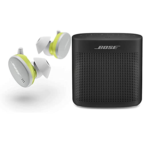 Bose Sport Earbuds - True Wireless Earphones, Glacier White & SoundLink Color II: Portable Bluetooth, Wireless Speaker with Microphone- Soft Black