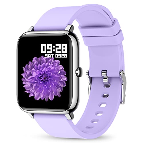 Smart Watch, KALINCO Fitness Tracker with Heart Rate Monitor, Blood Pressure, Blood Oxygen Tracking, 1.4 Inch Touch Screen Smartwatch Fitness Watch for Women Men Compatible with Android iOS (Purple)