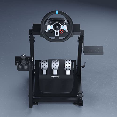 GT Omega Racing Wheel Stand for Logitech G920 G29 G923 Driving Force Gaming Steering Wheel, Pedals & Gear Shifter Mount V1, PS4, Xbox, Ferrari, PC - Foldable, Tilt-Adjustable to Ultimate Sim Racing Experience