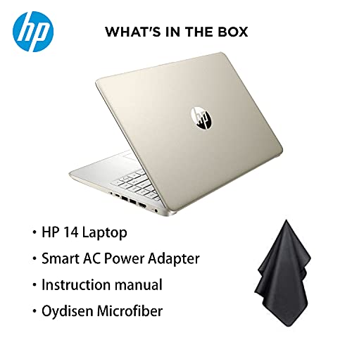 2021 Newest HP Premium 14-inch HD Laptop, Intel Dual-Core Processor Up to 2.8GHz, 16GB RAM, 64GB eMMC Storage, Webcam, Bluetooth, HDMI, Wi-Fi, Gold, Windows 10 with 1 Year Microsoft 365