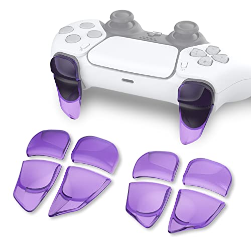 PlayVital Blade 2 Pairs Shoulder Buttons Extension Triggers for ps5 Controller, Game Improvement Adjusters for ps5 Controller, Bumper Trigger Extenders for ps5 Controller - Clear Atomic Purple