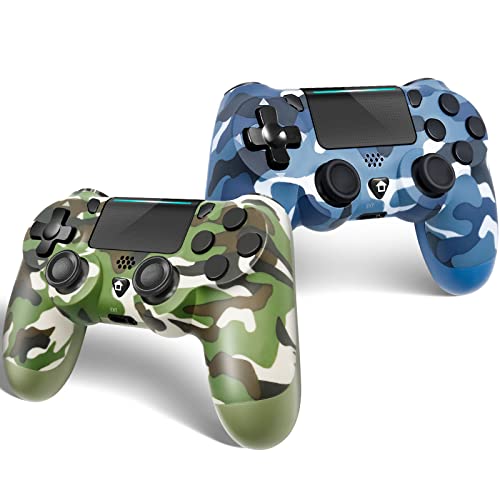 2 Pack Wireless Controller for PS4,YsoKK Wireless Remote Control Compatible with Playstation 4/Slim/Pro,with Double Shock/Audio/Six-axis Motion Sensor(Camouflage Blue+Camouflage Green)