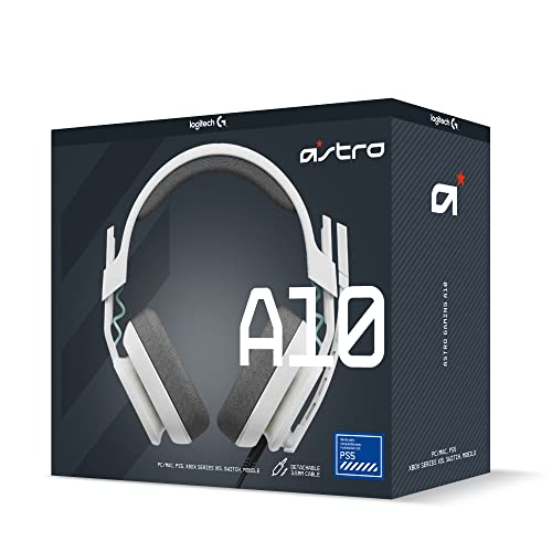 Astro A10 Gaming Headset Gen 2 Wired Headset - Over-Ear Gaming Headphones with flip-to-Mute Microphone, 32 mm Drivers, for Playstation 5, Playstation 4, Nintendo Switch, PC, Mac - White