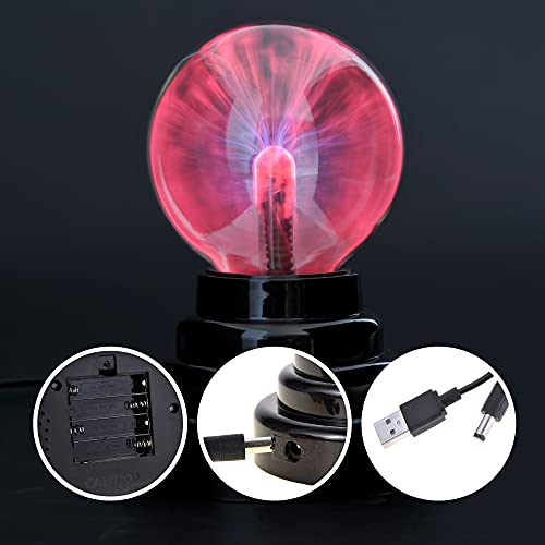 PowerTRC USB 3" Diameter Powered Plasma Ball | USB or (2 X AA) Powered | Science Toy | Electronic Plasma Light Gadget | Desk Toy | Classroom Accessory