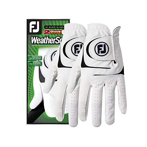 Garmin Approach S10, Lightweight GPS Golf Watch, Powder Gray & Footjoy Men's WeatherSof 2-Pack Golf Glove White Medium/Large, Worn on Left Hand