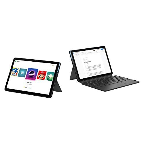 2020 Lenovo Chromebook Duet 2-in-1 10.1" FHD Touchscreen Tablet Computer, MediaTek Helio P60T CPU, 4GB RAM, 128GB SSD, ARM G72 MP3 Graphics, Dual Webcam, USB-C, Chrome OS, Blue+Gray, 128GB USB Card