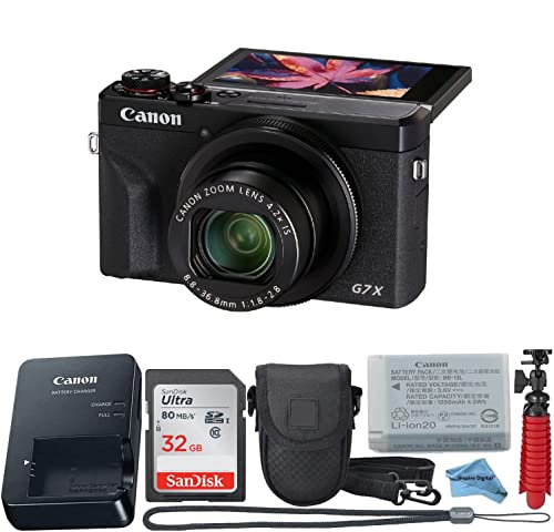 Canon Powershot G7X Mark III Point & Shoot Digital Camera + SanDisk 32GB + Accessory Bundle + Inspire Digital Cloth