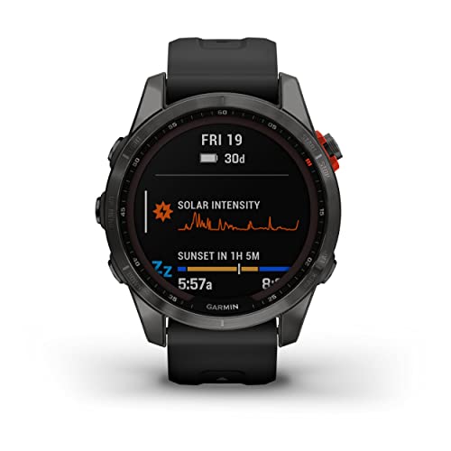 Garmin Fenix 7S Solar Smartwatch (Slate Gray with Black Band) with Premium USB Flashlight, Running Dynamics Pod and Speed Sensor 2 Bundle (4 Items)