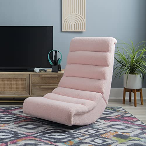 Linon Pink Sherpa Lars Gaming Rocking Chair, 8.25" Seat Height