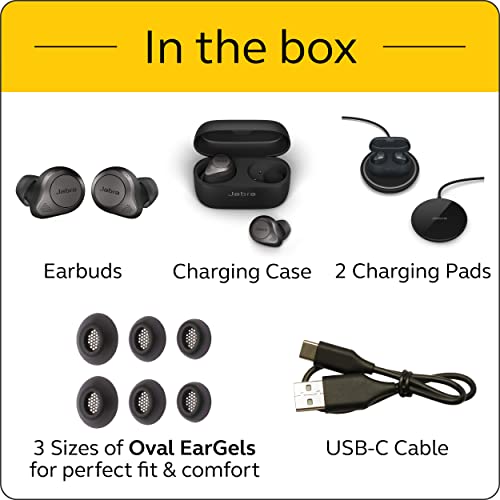 Jabra Elite 85t True Wireless Bluetooth Earbuds – Advanced Noise-Cancelling Earbuds for Calls & Music with Charging Case and 2 Wireless Charging Pads - Grey