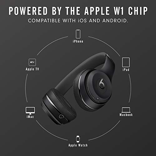 Beats Solo3 Wireless On-Ear Headphones - Apple W1 Headphone Chip, Class 1 Bluetooth, 40 Hours of Listening Time, Built-in Microphone - Black (Latest Model) - AOP3 EVERY THING TECH 