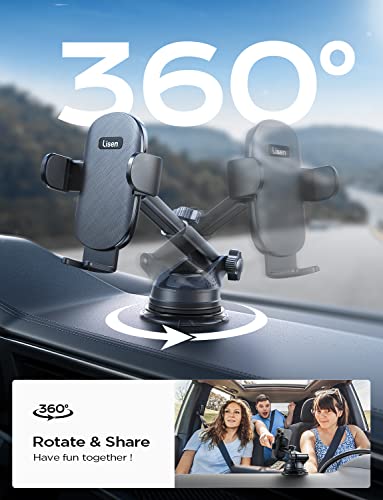 Phone Holder for Car, [Newest Rotatable Design] LISEN Dashboard Phone Holder Car [Easily Install] Car Phone Holder Mount for Car Compatible for iPhone 14 13 Pro Puls Max Samsung All Phone