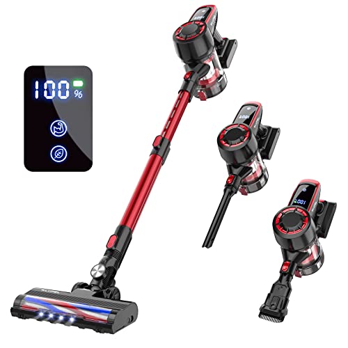 Cordless Vacuum Cleaner, 250W Stick Vacuum Cleaner with 30KPA Powerful Suction, Lightweight Handheld Vacuum LED Display for Carpet and Floor, Pet Hair (Hero 8)