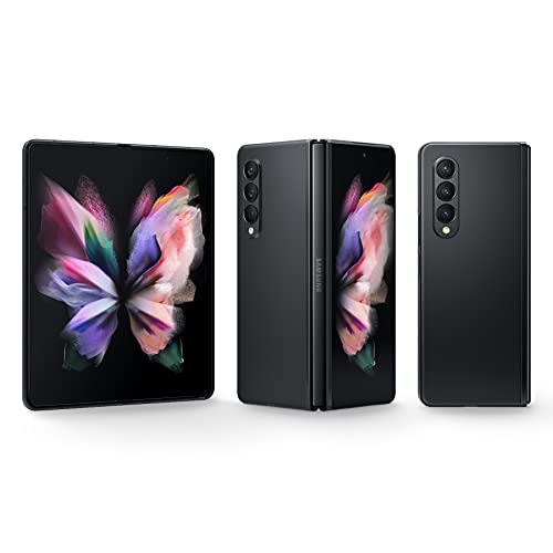 Galaxy Z Fold 3 5G Factory Unlocked Android Cell Phone US Version Smartphone Tablet, Phantom Black & Fast Charging Wall Charger (USB-C Cable is NOT Included)- Black (US Version with Warranty)