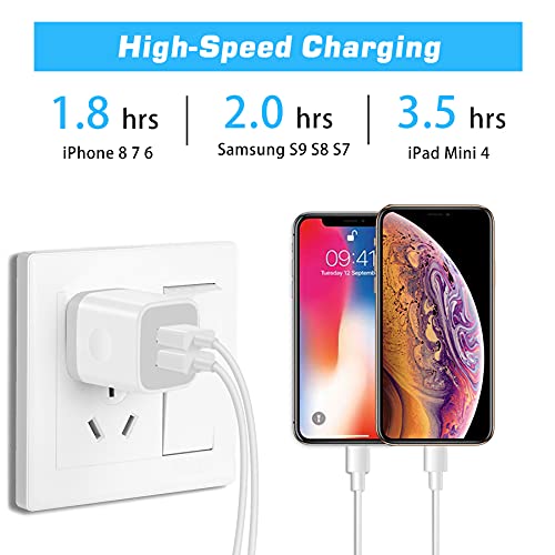 X-EDITION USB Wall Charger,4-Pack 2.1A Dual Port USB Cube Power Adapter Wall Charger Plug Charging Block Cube for Phone 8/7/6 Plus/X, Pad, Samsung Galaxy S5 S6 S7 Edge,LG, Android (White)