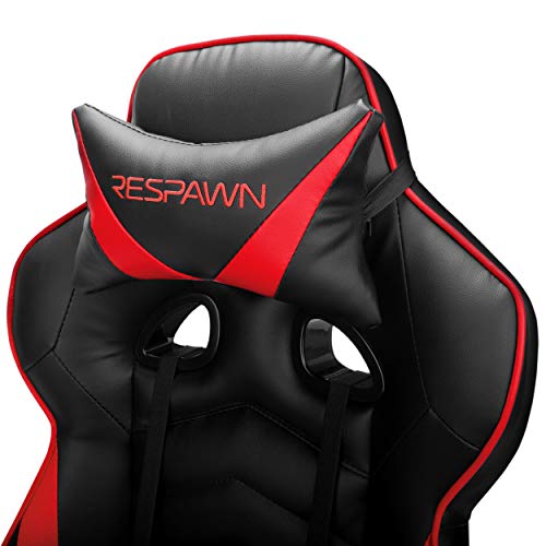 RESPAWN 110 Ergonomic Gaming Chair with Footrest Recliner - Racing Style High Back PC Computer Desk Office Chair - 360 Swivel, Adjustable Lumbar Support, Headrest Pillow, Padded Armrests - 2019 Red