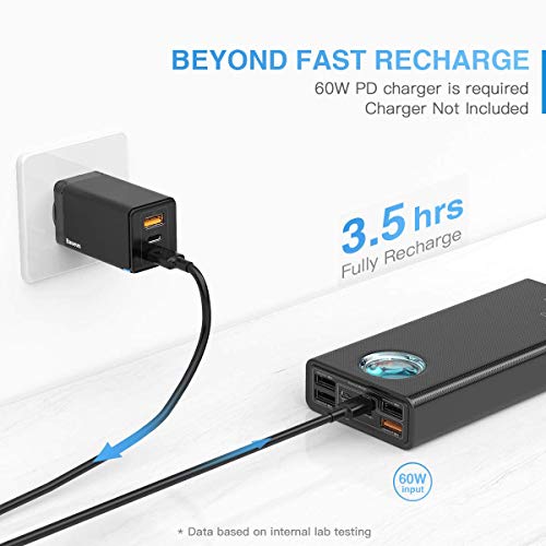 Portable Laptop Charger, Baseus 30000mAh Power Bank 65W Fast Charging USB C Battery Pack, PD 3.0 7-Port Battery Bank for MacBook, IPad, Dell, HP, Notebook, Samsung, iPhone, Switch and More